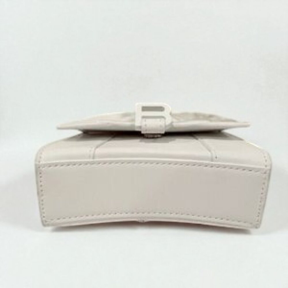 NWT Balenciaga Mini Hourglass All White Leather Top Handle Bag / Crossbody - Picture 6 of 8